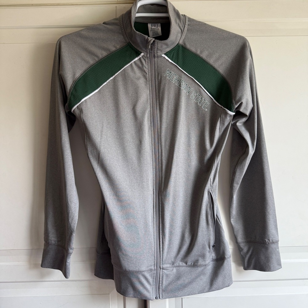 Michigan State‎ Spartans Pro Edge Full Zip Jacket Gray Green Mens Medium